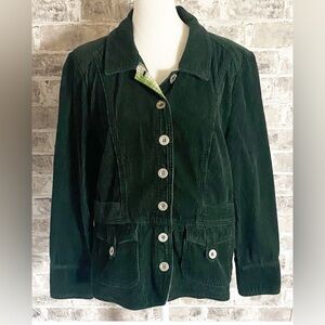 Christopher & Banks Dark Green Corduroy Barn Jacket. Button Up. Size M.